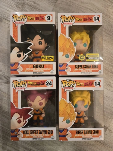 4 Lot Of Funko Pop! Vinyl Dragon Ball Z - Goku Super Saiyan God #24 14 14 Glow 9