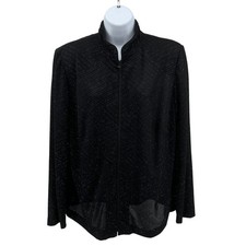 Alex Evenings VTG Jacket Black Sparkle 1X Sheer Formal Partywear Eveningwear