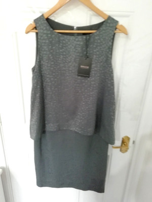 Bruce by Bruce Oldfield John Lewis Size 10 Grey Double Layered Style Dress New