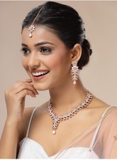 Indian bollywood rose gold plated necklace se...