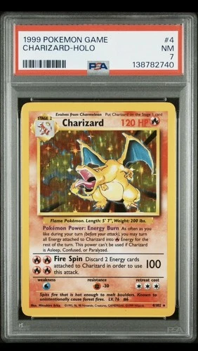 1999 Pokemon Base Set Unlimited #4 Charizard-Holo PSA 7 Certified