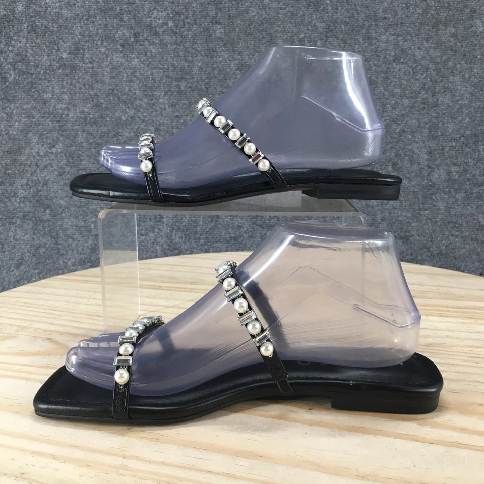 NUEVAS Sandalias Unisa Para Mujer 7.5 M Sarai Informales Tachonadas Sin Cordones Planas Deslizables Negras Foto 2 de 4