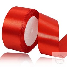 Solid Color Red Satin Ribbon 1-1/2 Inches x 25 Yards Fabric Satin Ribbon for Gif