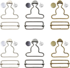 6 Sets Metal Suspender Clips Replacement - Adjustable Overall Buckles with Tri-G