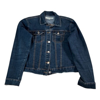 Calvin Klein Jeans Mens Denim Jacket Dark Wash Blue Button Up Trucker Jacket M