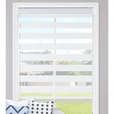 GENIMO Zebra Blinds Dual Layer Roller Window Shades 54" x 72" - White