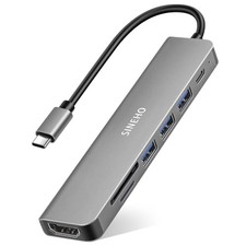 Hub USB C 7-en-1, Adaptateur USB c avec HDTV 4K, 100W PD, 3 Ports de données ...