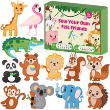 Sewing Kit for Kids Ages 6 , Make 12 Felt Jungle Animals DIY small,