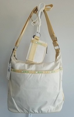 Lesportsac Arc En Ciel AEC Set of 2 Zip Bucket Bag & Lanyard NWT Blanc Du Sable 