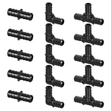 15pcs 1/2" Poly PPSU Barb Crimp PEX Fitting Combo, No Lead  5pcs Each Elbows Te