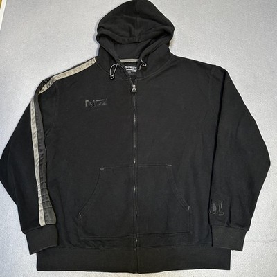 BioWare Hoodie Mens XL Black Full Zip Fleece Mass Effect N7 Graphic Sweatshirt