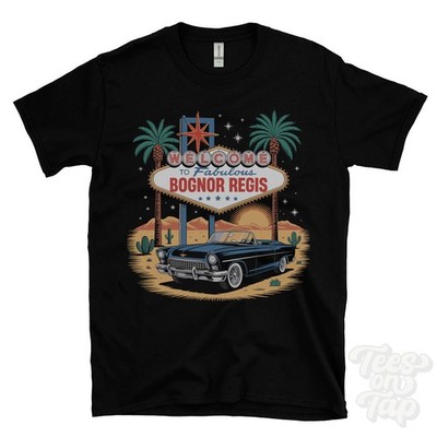 Lustiges T-SHIRT BOGNOR REGIS LAS VEGAS ZEICHENPARODIE West Sussex uk