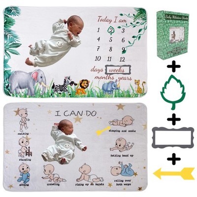 Vmaisi Baby Milestone Blanket - Newborn Boy & Girl Monthly Year Growth Blanket