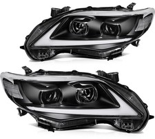 LED DRL Projector Headlight Assembly w Turn Signal 2011-2013 Toyota Corolla Pair