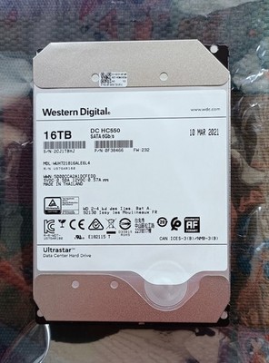 WD Ultrastar DC HC550 16TB Enterprise HDD SATA 6Gb/s 7200rpm - Tested:OK
