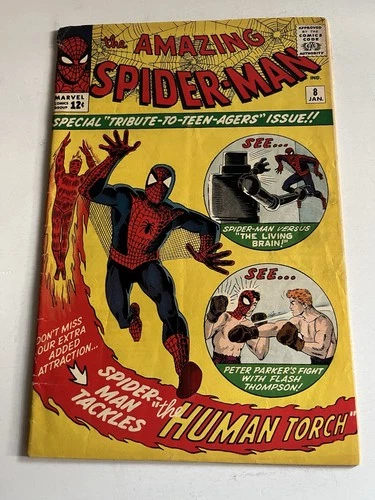 THE AMAZING SPIDER-MAN #8 Marvel 1964 1st Living Brain Lee Ditko VG 4.0 Solid