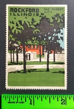Vintage Rockford Illinois Forest City Poster Stamp