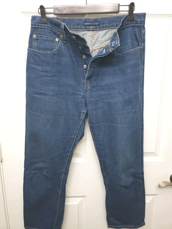 Levi's Made And Crafted 501 Crop Jeans 30×26 Button Fly Selvedge Blue Tab Big E