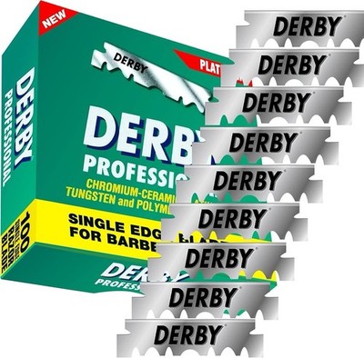 Derby Single Edge Razor Blades Chromium Ceramic Platinum Tungsten 100 Pack