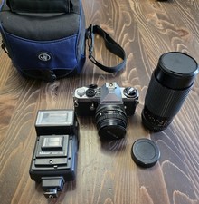 Pentax ME Super with lenses and flash