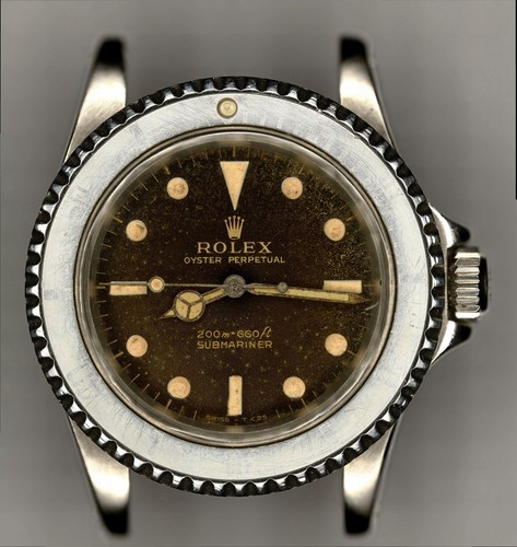 VINTAGE ROLEX SUBMARINER 5513 GILT DIAL GHOST BEZEL INSERT WATCH CIRCA 1965