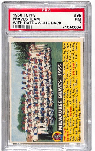 Braves Team [White Back] #95 1956 Topps card