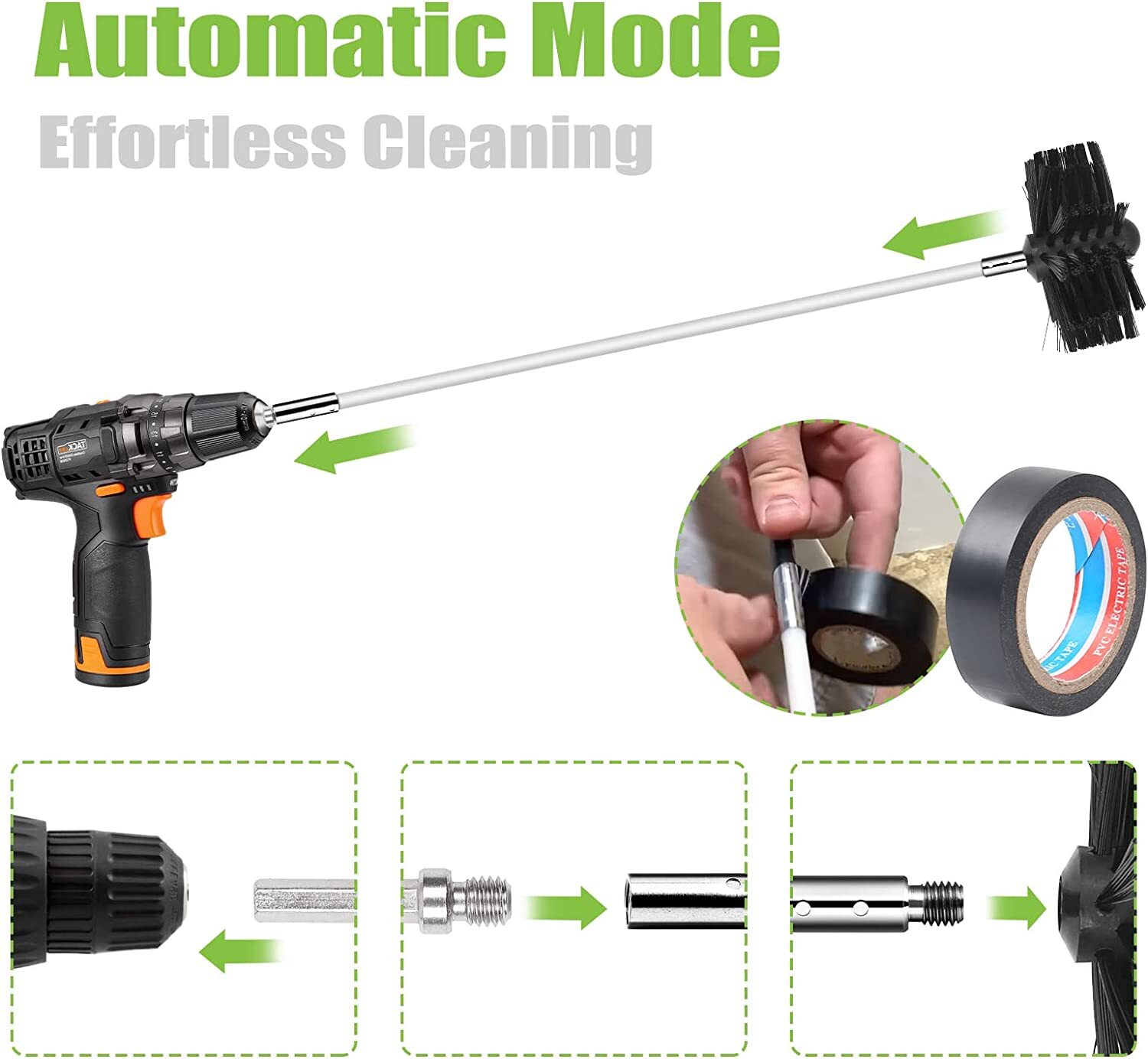 25x 15cm Chimney Sweep Set 6in Flue Sweeping Brush & Rod Kit Soot