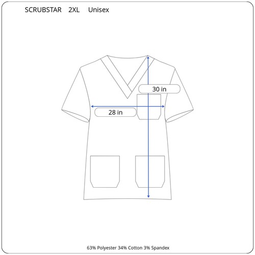 2XL Scrubstar Unisex Solid V-Neck Scrub Top Pewter #4407 - Picture 6 of 6