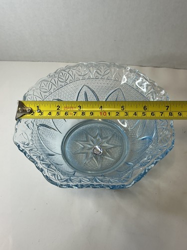 Vintage NIB Princess House Crystal Blue Crimped Scalloped Round Fruit Bowl #541 - Picture 7 of 9