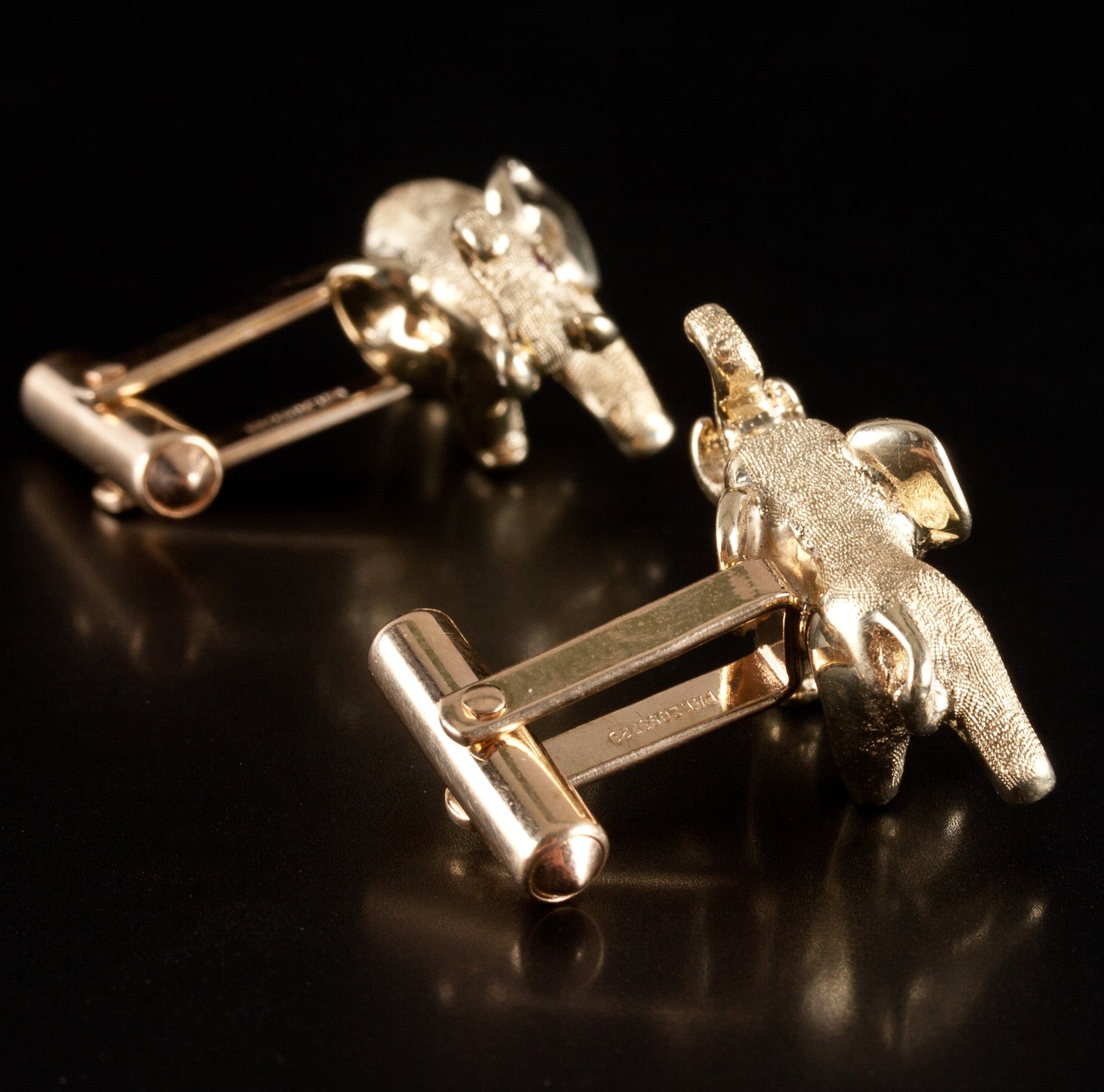 14k Yellow Gold Round Ruby Solid Elephant Style C… - image 4