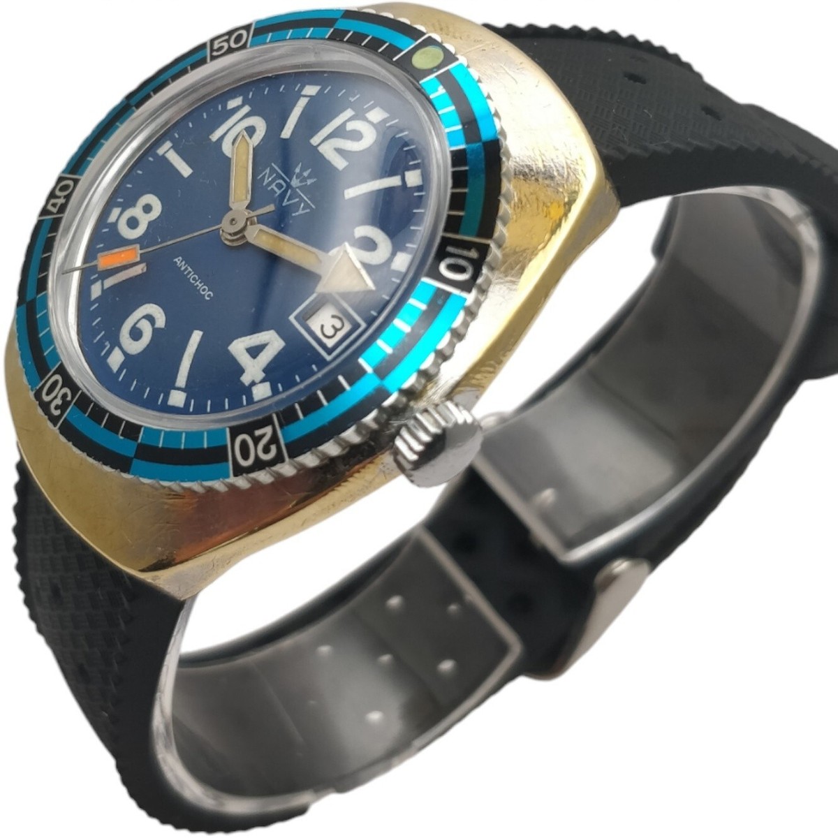 Navy 38mm 1970s Calibre France ébauche FE140 Lebrocantheure Montre Vintage  Watch