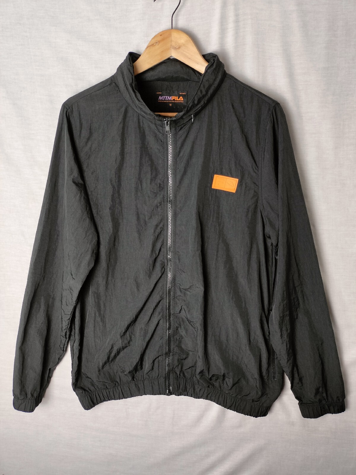 MTTM FILA Giacca Vintage Nera Full Zip Nylon Imballabile con Cappuccio Uomo Medium