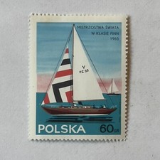 ERROR 1965 POLAND MINT MH STAMP #1327 SHIFTED LINE ACROSS SAILBOAT S MAST