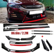 For Honda Insight Front Bumper Lip Spoiler Splitter Side Skirt Glossy Black +Red