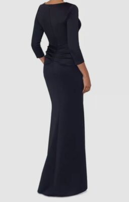 xscape black ruched dress Lexi" Scuba Crepe Long Sleeve Dress