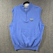 Peter Millar Luxury Blend 1/4 Zip Sweater Vest Mens Large Cotton Cashmere Blue