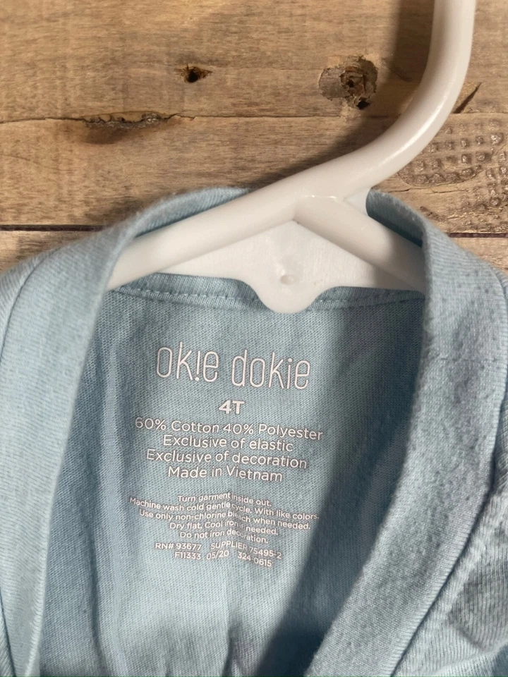 Camisa Top Okie Dokie Llama Niñas (4T) Lt Azul Floral Unicornio Volantes Manga Corta Foto 2 de 3