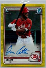 2020 Bowman Chrome 1st Bowman Auto Yellow Refractor /75 Quin Cotton #CPA-QC Reds
