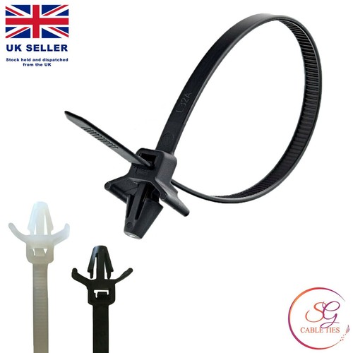 Push Mount Winged Cable Ties Black Natural / Car Chassis Nylon Zip Tie