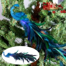 Peacock Christmas Ornaments Glittered Birds Clip-On Christmas Tree Decoration