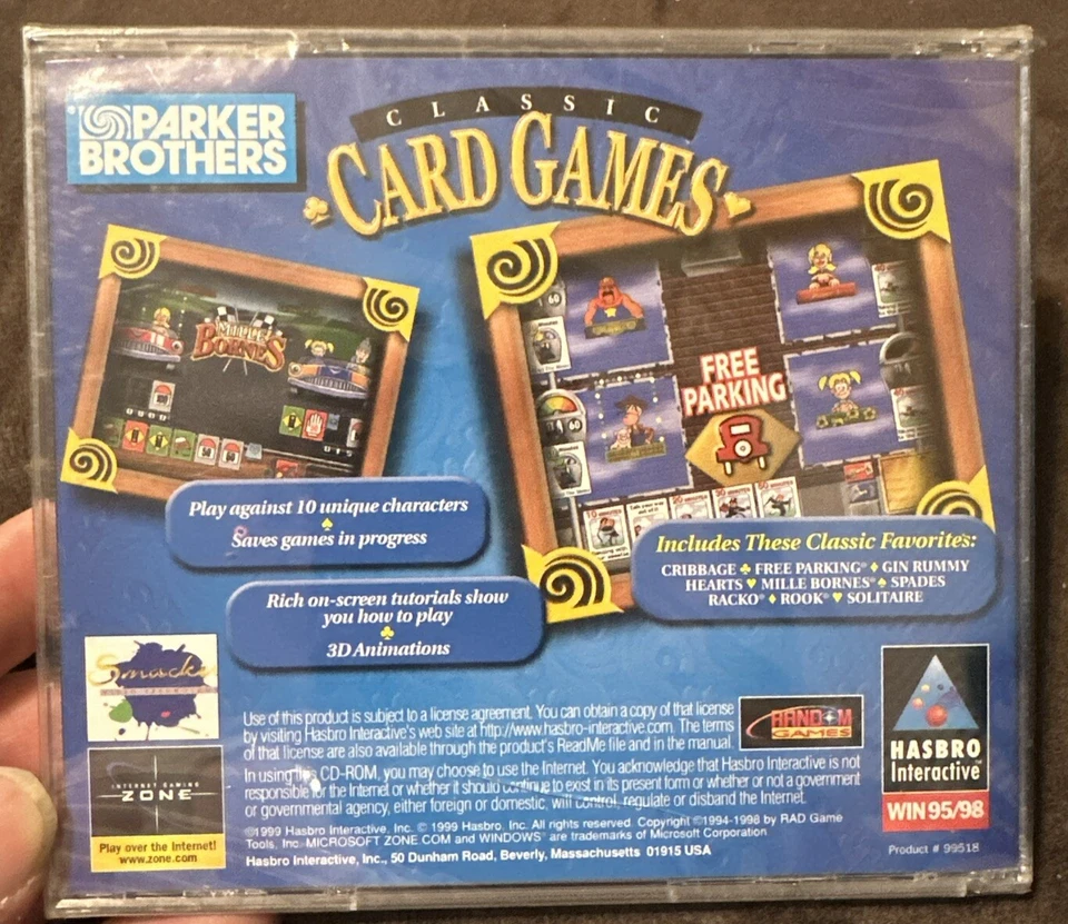 Parker Brothers Classic Card Games (PC CD-ROM, 1999, Windows 95/98) NEW SEALED - Image 2 of 2