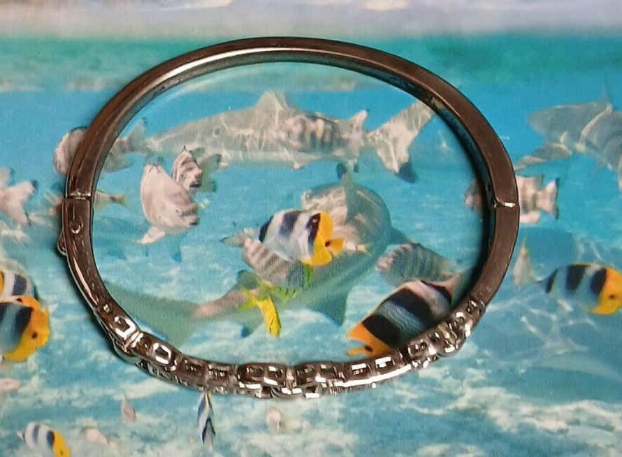 Snaffle Bit Clear Rhinestone Silver Tone Hinged B… - image 8