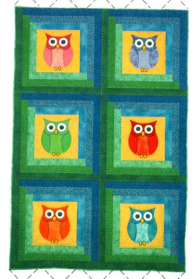 Whoo's In The Cabin Wall Quilt Pattern Whimsical Unique Scrap Owl Blocks