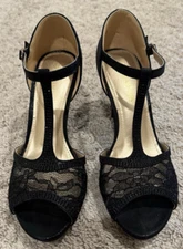 DREAM PARIS Shoes Women Size 9.5 Amore-2 Black Glitter Rhinestones Evening