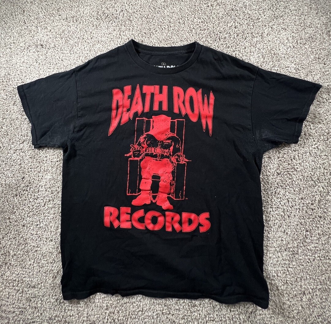 FILA T shirt uomo Death Row Records taglia large nera manica corta girocollo rap hip hop