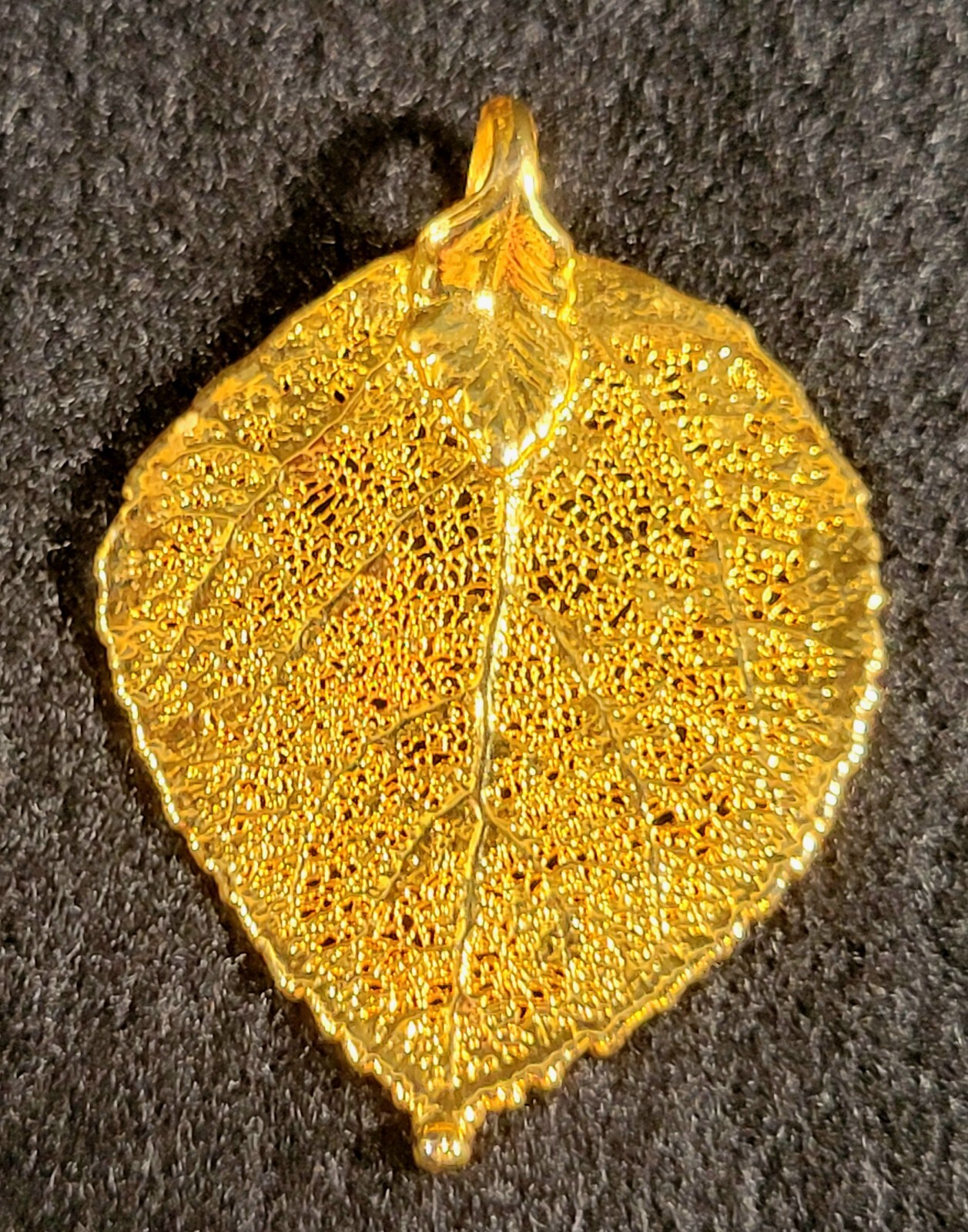 Vintage~Gold Dipped Leaf Pendant - image 2