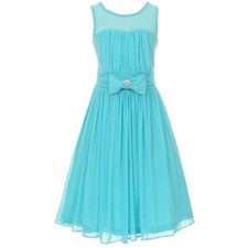 AQUA Size 14 Chiffon Flower Girl Dress Birthday Party Wedding Bridesmaid Dance