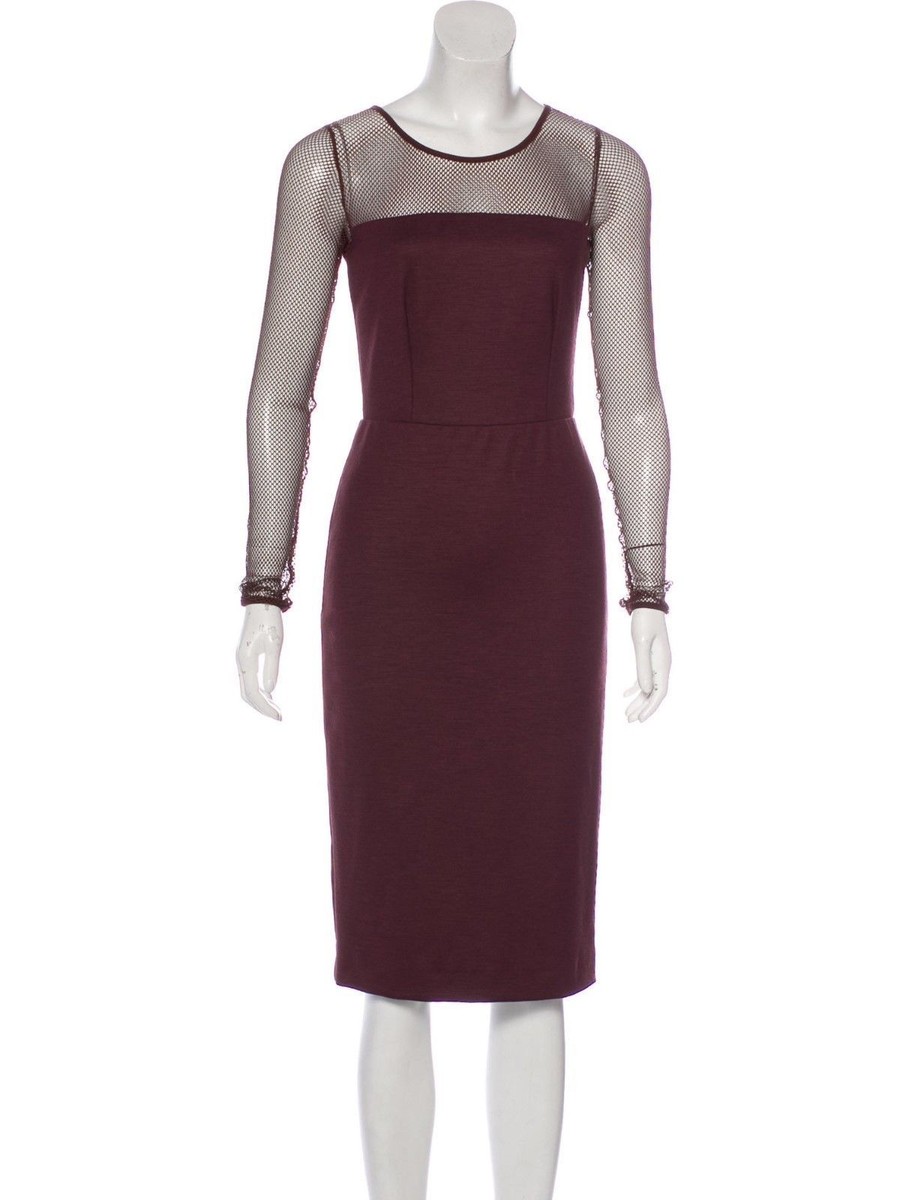 NWOT Max Mara Mesh Sleeve Wool Dress 36 Xs 2