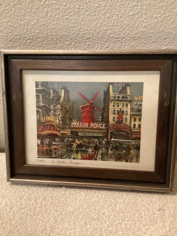 Vintage Paris Le Moulin Rouge Artwork With Vintage Frame ￼(A4)