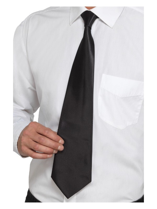 Smiffys Deluxe Black Gangster Tie, Black